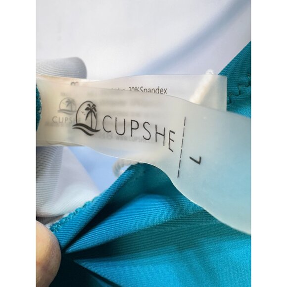 CUPSHE Women's One Piece Swimsuit Deep V Neck Size Large Teel Blue Bathing Suit - Picture 5 of 13